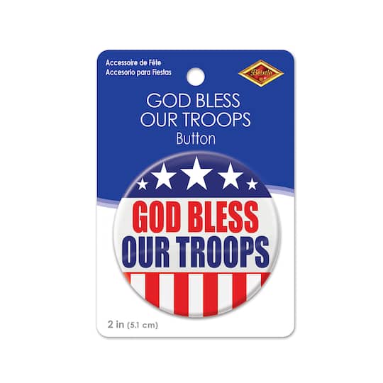 Besitle 2" Red, White & Blue God Bless Our Troops Buttons, 6ct.